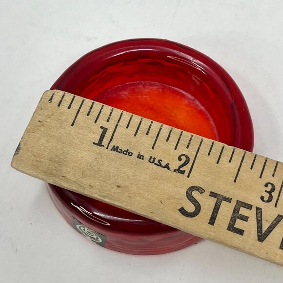 2-MCM Vintage ENERYDA GLASBRUK SWEDEN Red Art Glass Puck TeaLight Candle Holder - Picture 5 of 5